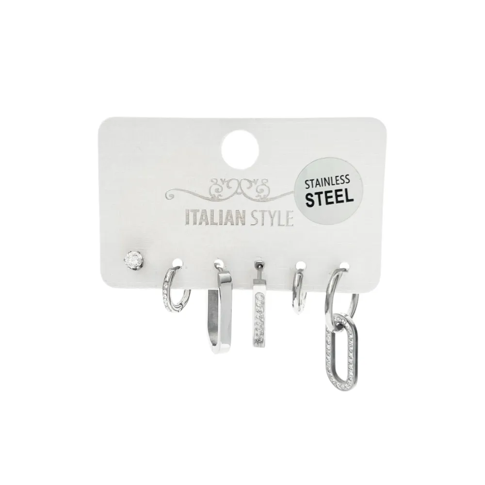 Quadrato, ovale -Set 6pz Orecchini con Zirconia - OR-450-426