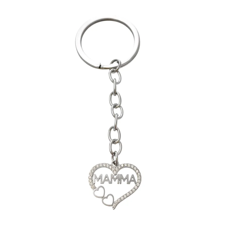 [PO-103-AA4129P] Cuore Mamma-Portachiave in Acciaio - PO-103-AA4129P