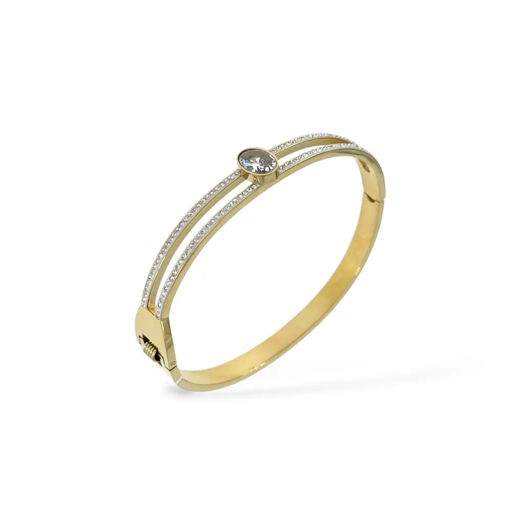 Ovale punto luce-Bracciale Rigido in Acciaio - BR-413-3176