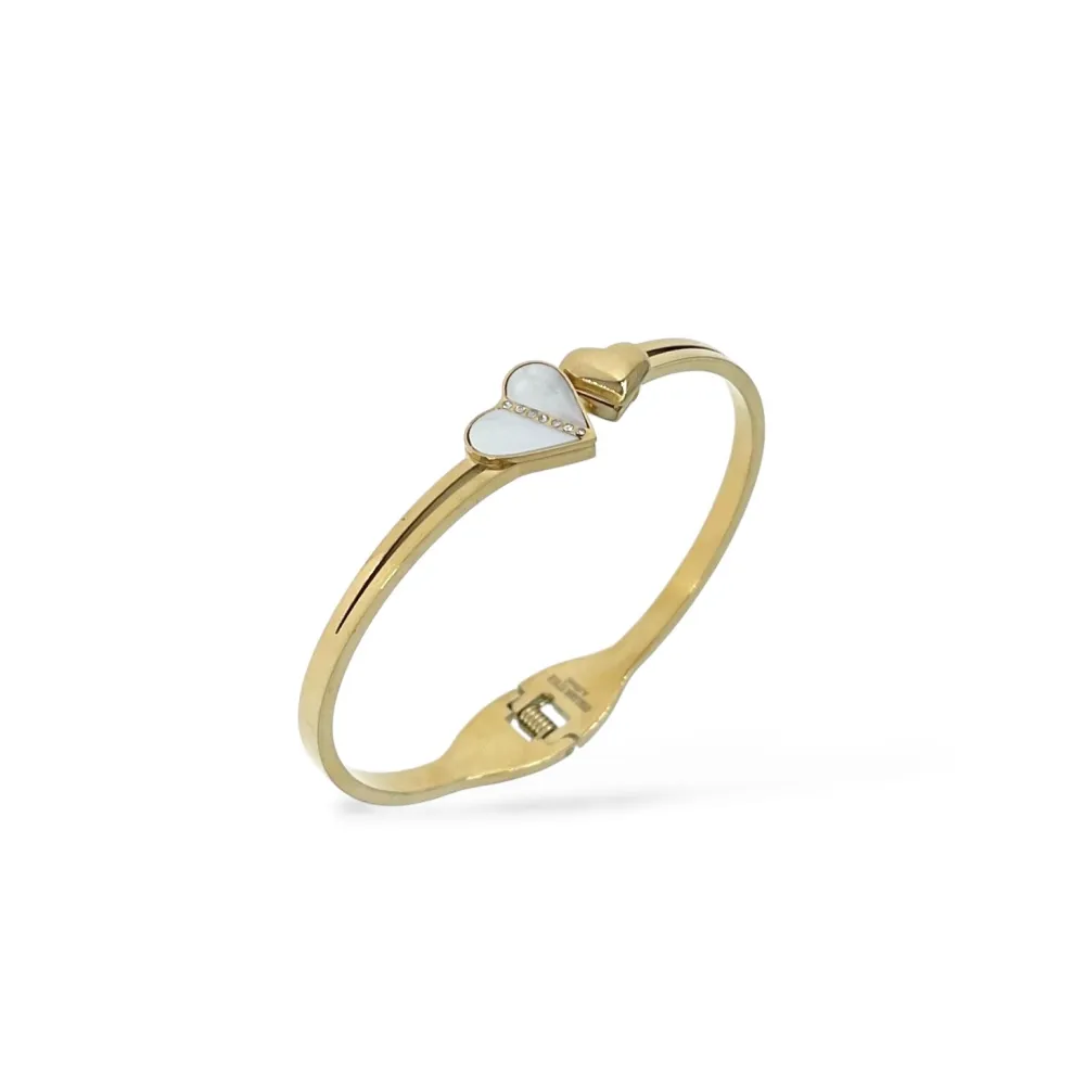 Due cuori-Bracciale Rigido in Acciaio - BR-413-8325