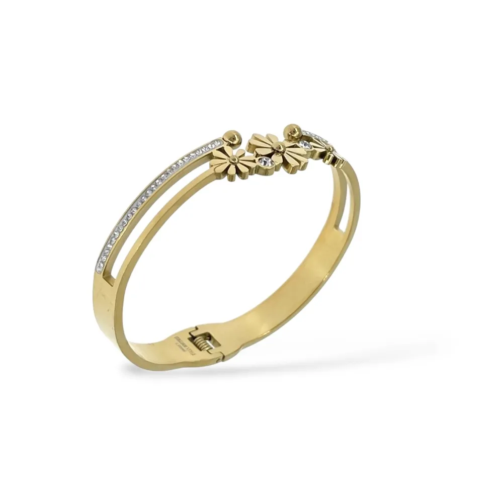 Margherita e punto luce-Bracciale Rigido in Acciaio - BR-413-8905