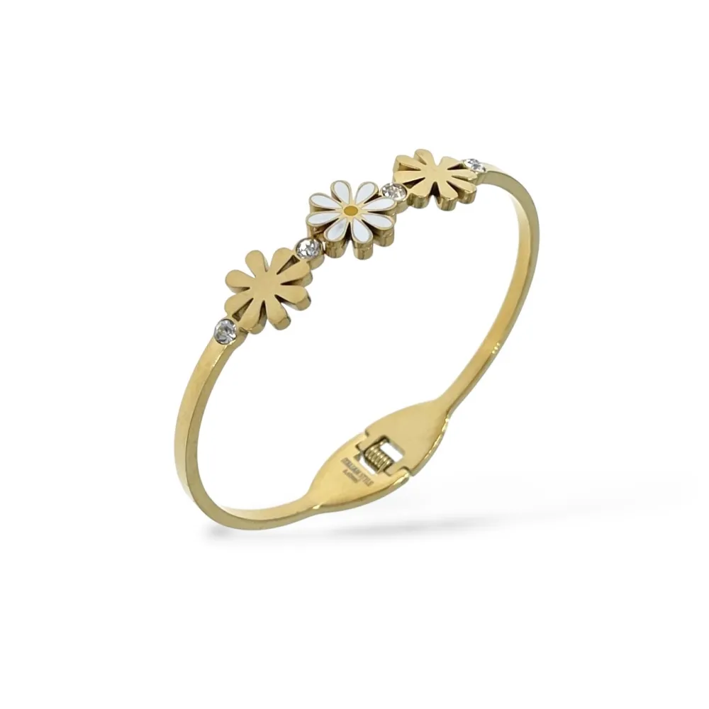 Margherita e punto luce-Bracciale Rigido in Acciaio - BR-413-9704
