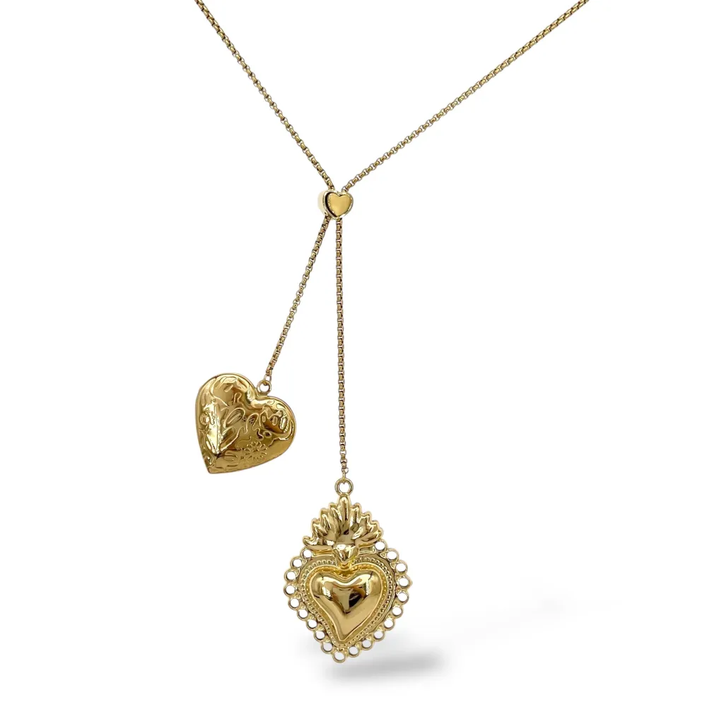 Cuore-Collana in Acciaio 38+36cm - CL-103-AA6864N (Oro Giallo)