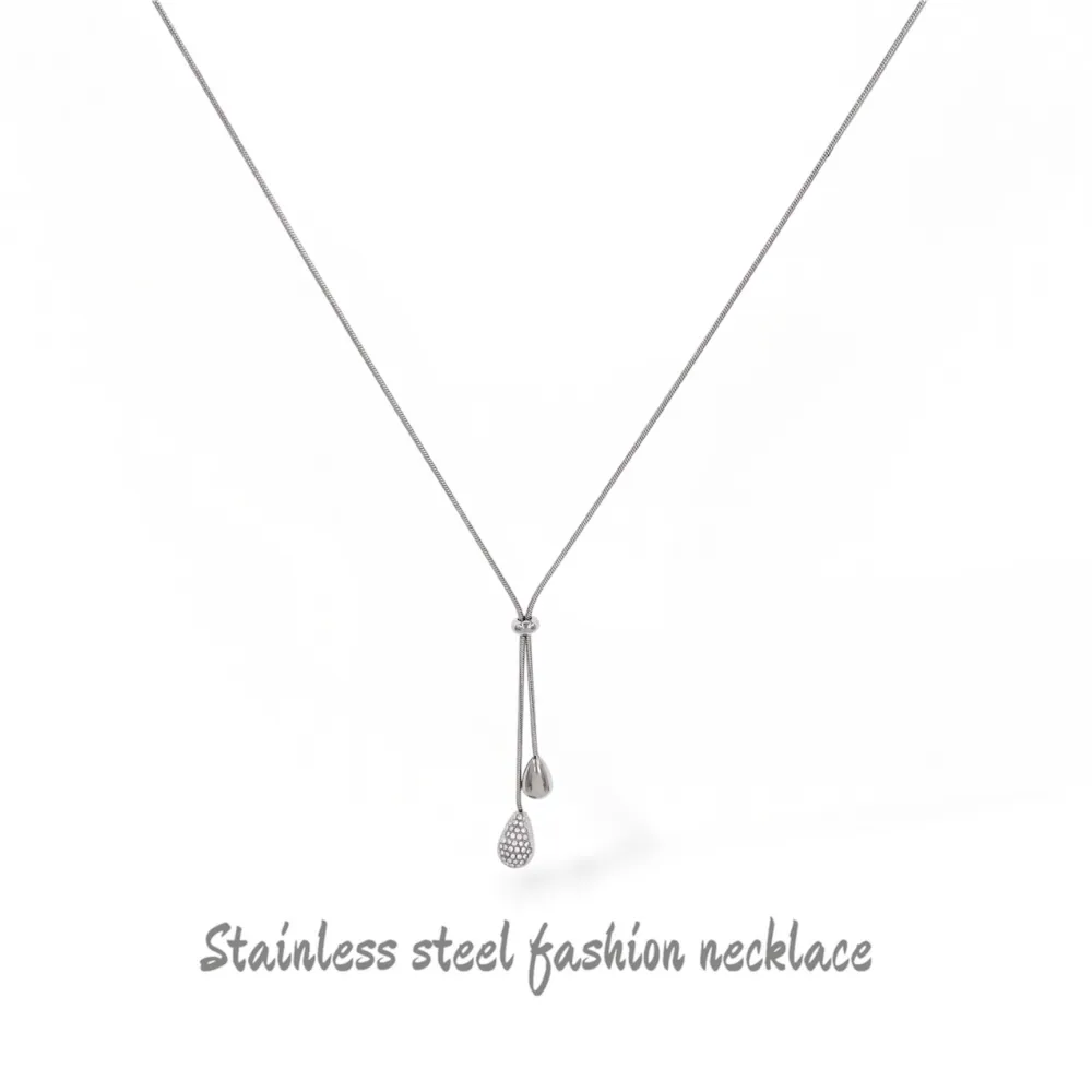 Goccia Y  -Collana lunga regolabile in Acciaio 38+36cm - CL-103-AA7045N