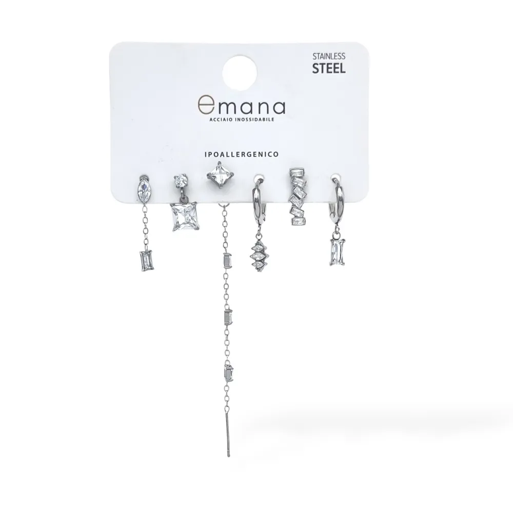 Quadrato pendente - Set Orecchini 6 Pz  - OR-103-AA7037E