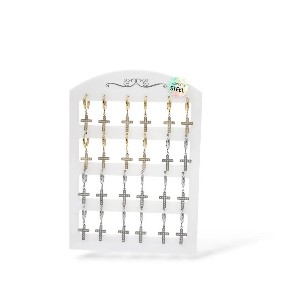 Cerchi  croce-24pz Orecchini in Acciaio - OR-103-AA7065E