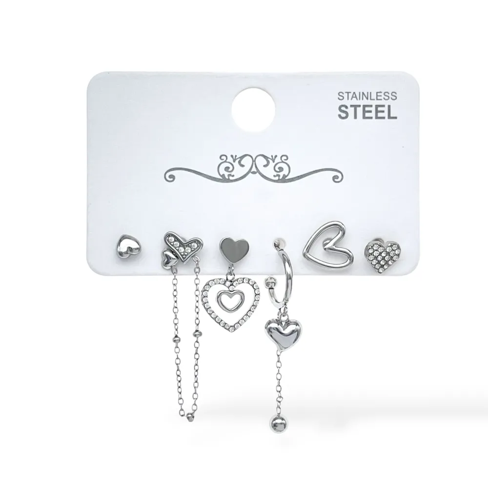 Cuore pendente - Set Orecchini 6 Pz - OR-795-19749