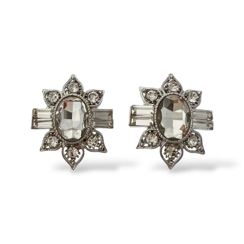 Fiore - Copri bottone con zirconia - SP-312-457 (Argento)