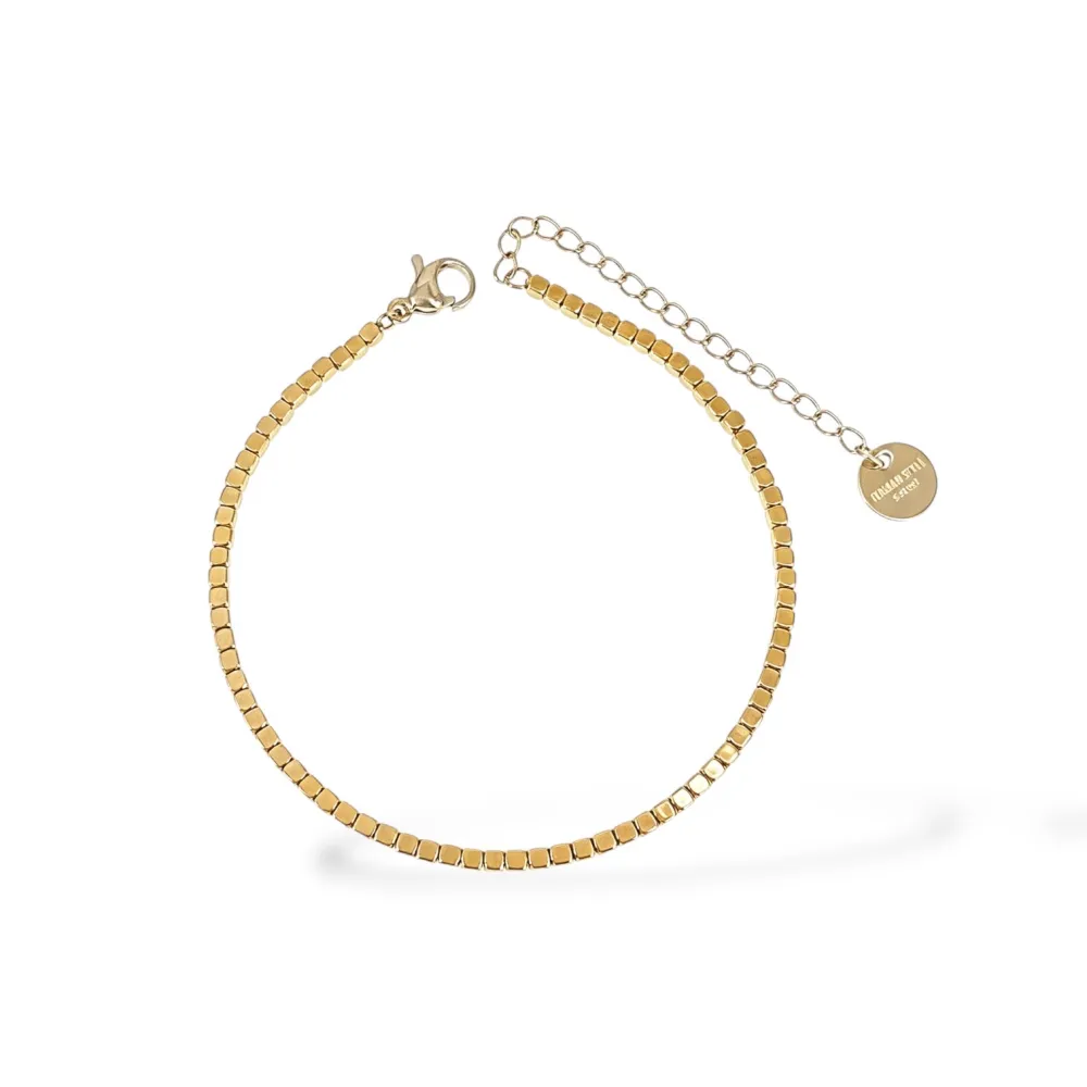 Quadratini-Bracciale in Acciaio - BR-413-3284 (Oro Giallo)