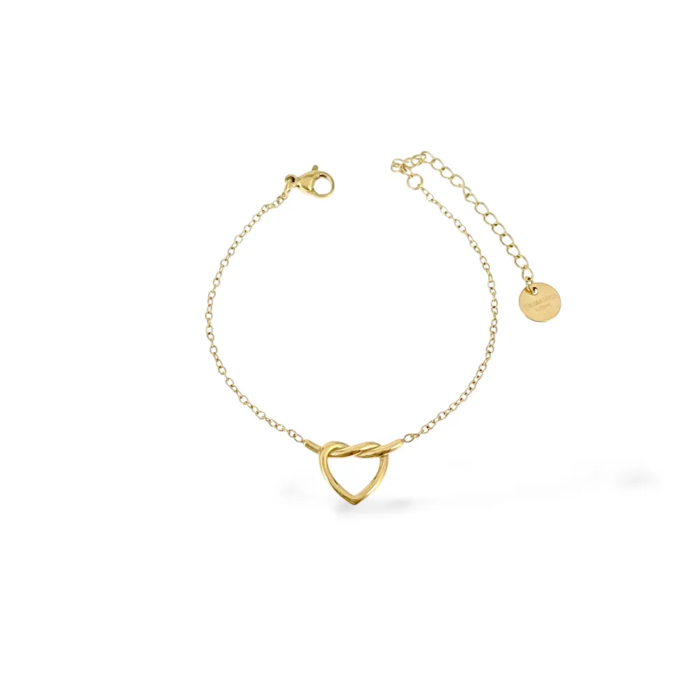Cuore Nodo-Bracciale in Acciaio - BR-413-3287 (Oro Giallo)