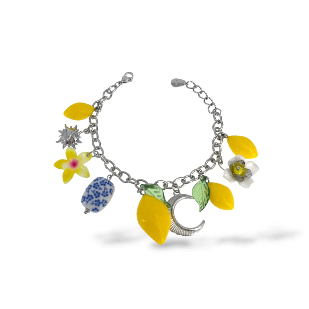 Limone Fiore Ceramica-Bracciale in Acciaio - BR-732-639 (Argento)