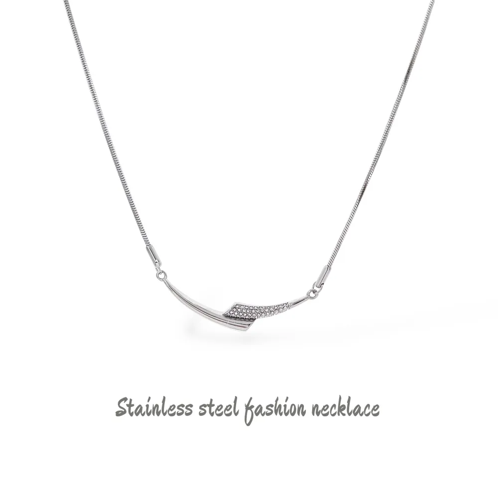 Doppio tamburo-Collana corta in Acciaio - CL-413-3754 (Argento)