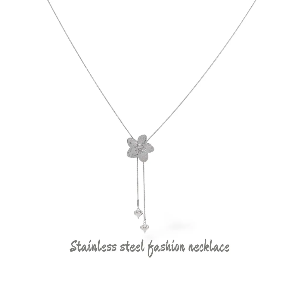Fiore-Collana lunga regolabile in Acciaio - CL-413-3788