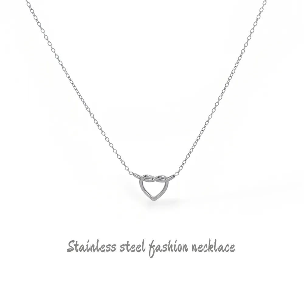 Cuore Nodo-Collana Corta in Acciaio - CL-413-3790 (Argento)