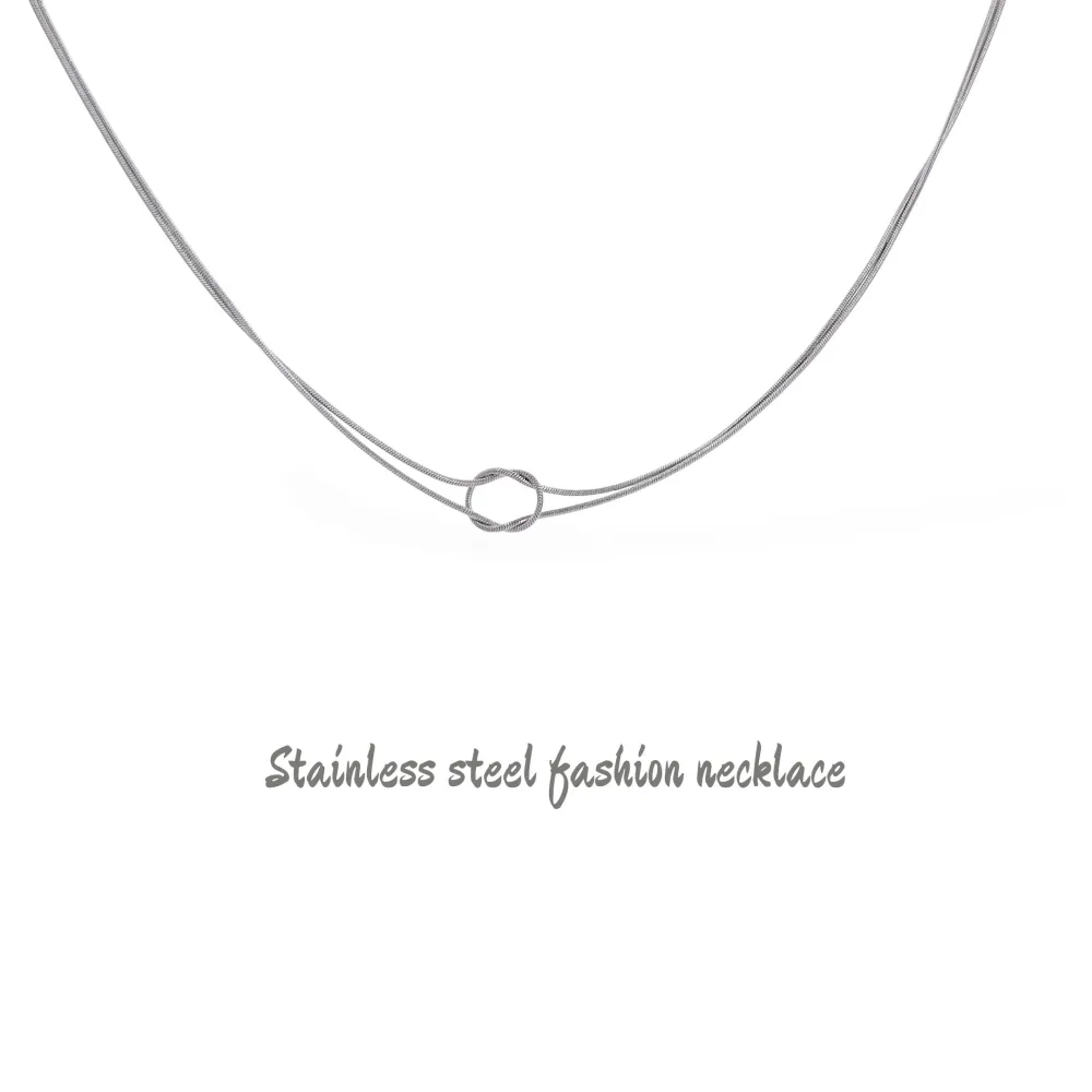 Nodo doppio filo-Collana corta in Acciaio - CL-413-3793