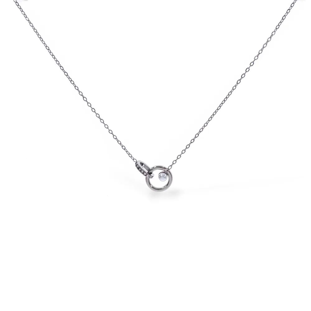 Infinito con perla-Collana Corta in Acciaio - CL-795-10609 (Argento)
