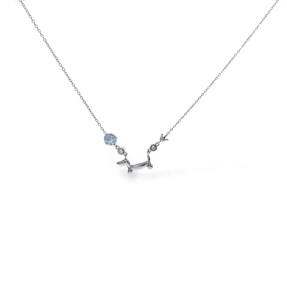 Cane, zampa, punto luce -Collana Corta in Acciaio - CL-795-10612