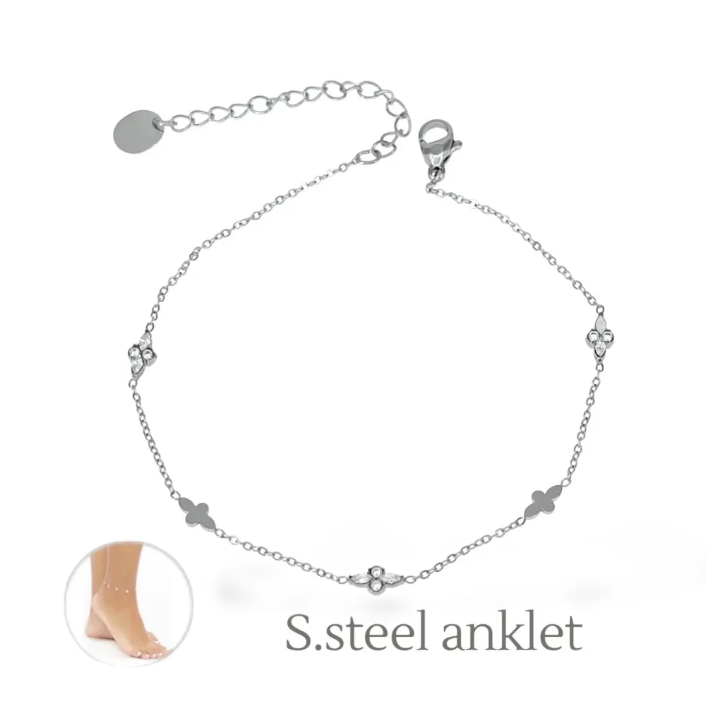 Foglia- Multi Pendenti Caviglie in Acciaio - CV-103-AA6815B (Argento)