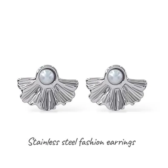 Fiore con perla-Orecchini in Acciaio - OR-413-2548