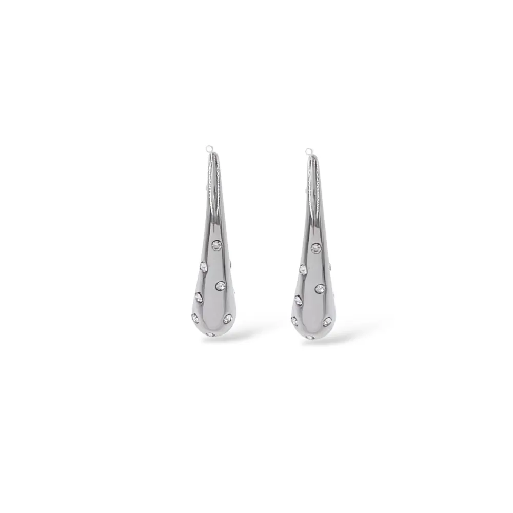 Goccia-Orecchini in Acciaio - OR-413-2553 (Argento)