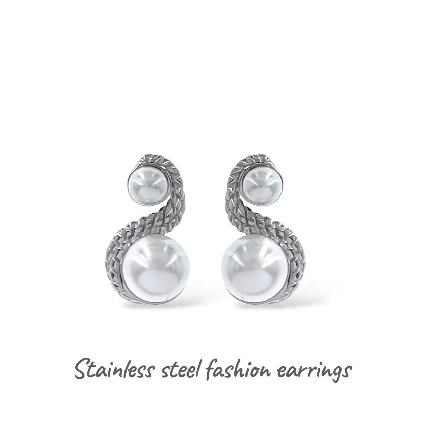 S con perla-Orecchini in Acciaio - OR-413-2558 (Argento)