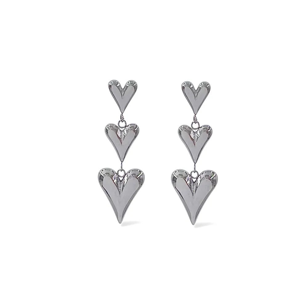 Cuore pendente-Orecchini in Acciaio - OR-774-98