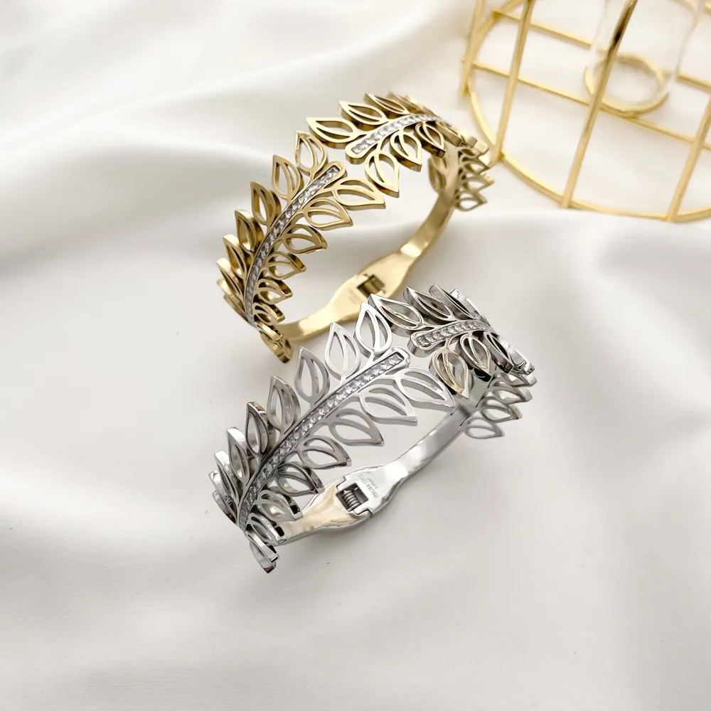Foglia-Bracciale Rigido in Acciaio - BR-413-2300