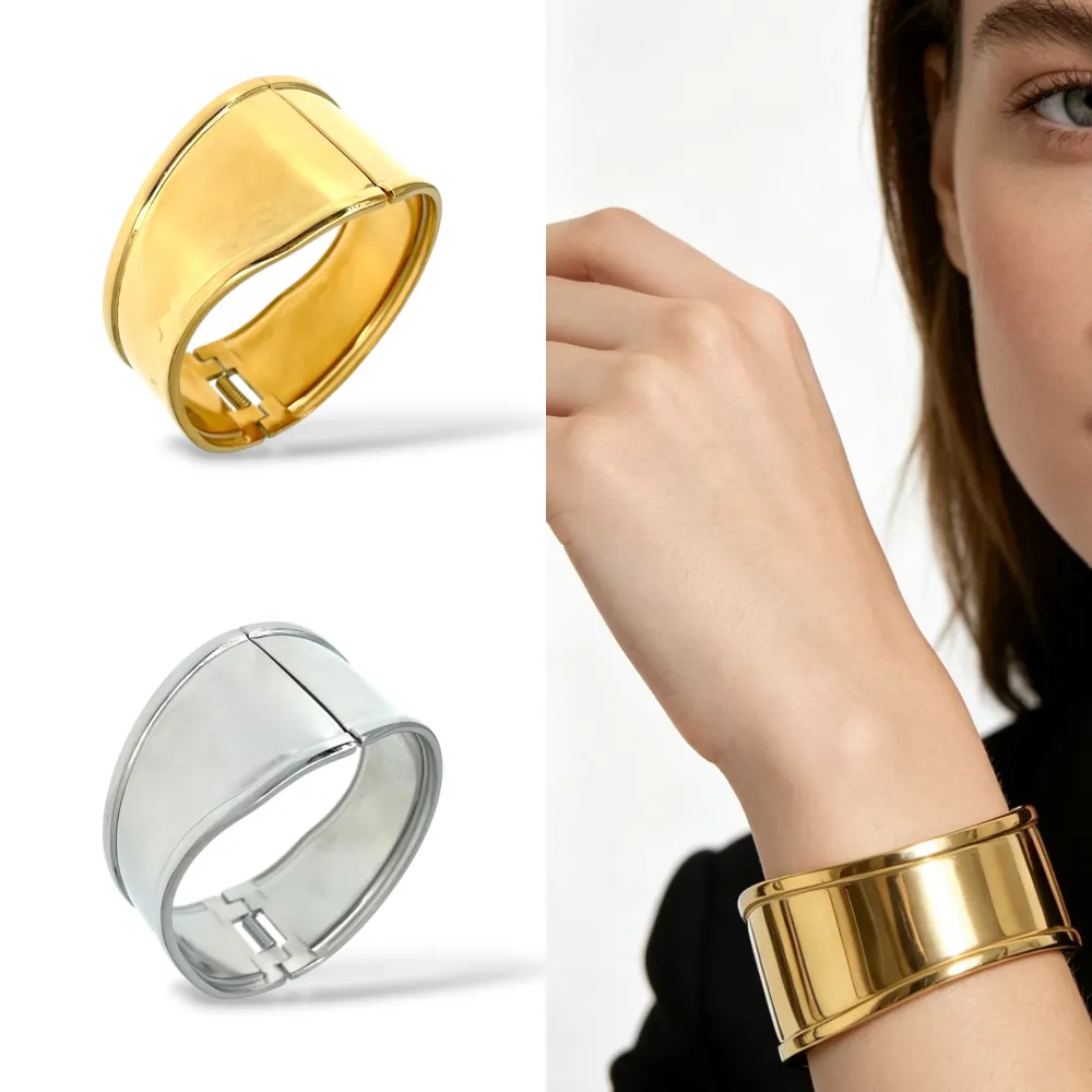 Bracciale Rigido con mole in Acciaio - BR-413-9516 (Oro Giallo)