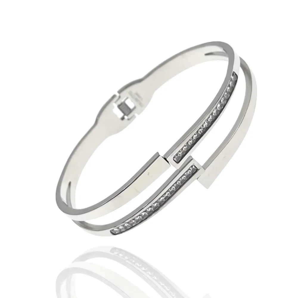 Bracciale Rigido in Acciaio - BR-413-2301 (Argento)