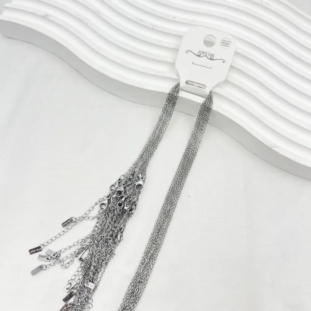 [CO-413-2550-A(50+5cm)] Catena semplice 45+5cm- Collana corta in Acciaio (Confezione da 12pz) - CO-413-2550-A(50+5cm)