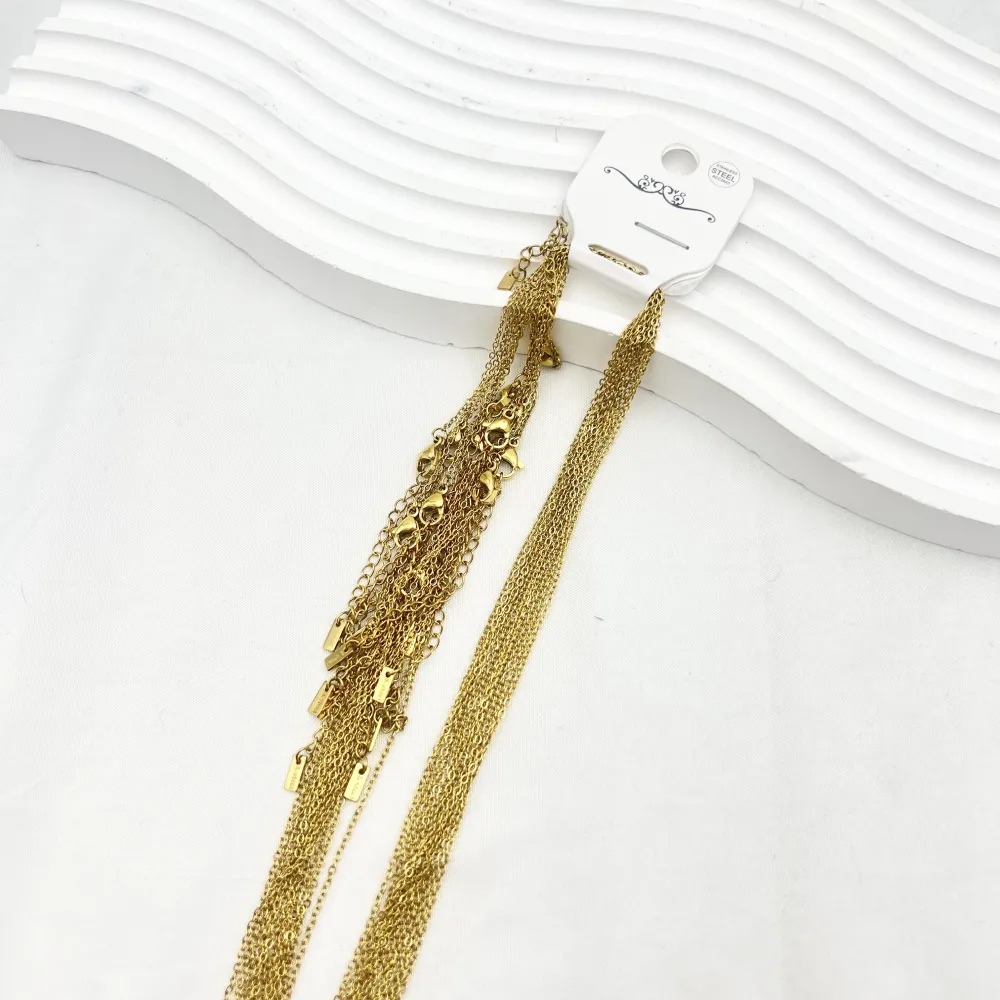 [CO-413-2594 (45+5cm)] Catena semplice 45+5cm- Collana corta in Acciaio (Confezione da 12pz ) - CO-413-2594 (45+5cm)