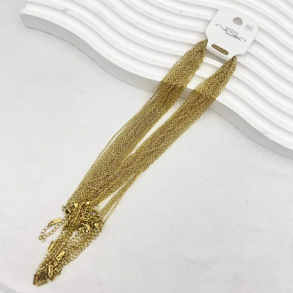 Catena semplice 70+5cm- Collana lunga in Acciaio (Confezione da 12pz) - CO-413-900 (70+5cm) (Oro Giallo)