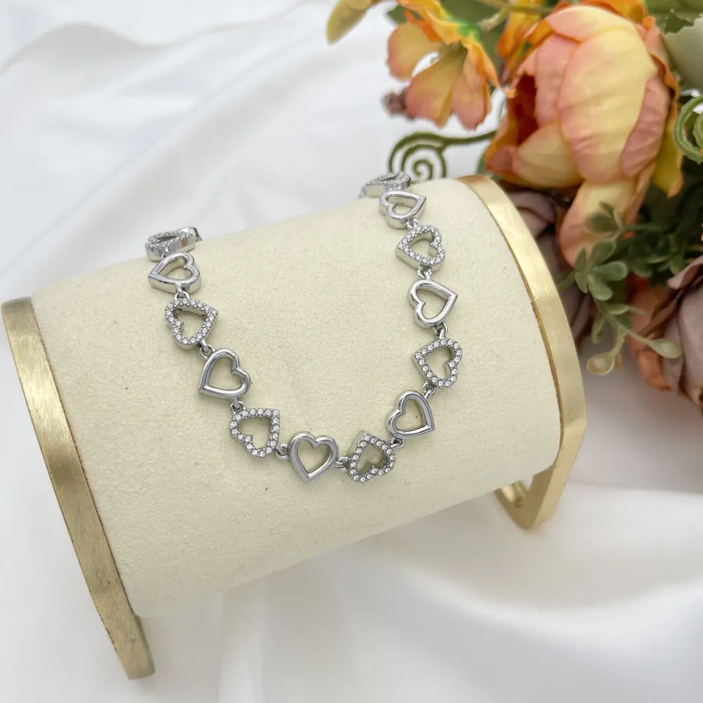 Cuore-Bracciale in Acciaio - BR-103-AA6142B (Argento)
