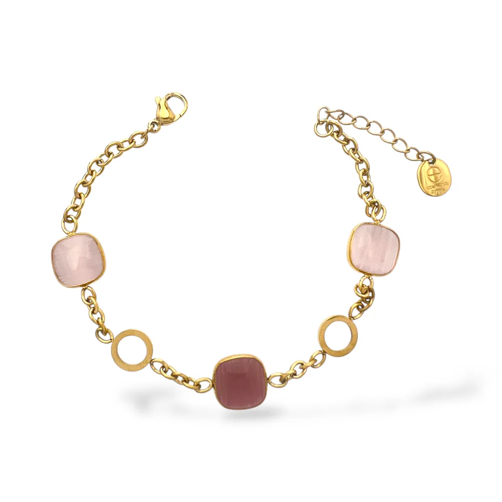 Quadrato-Bracciale Moda in Acciaio - BR-103-AA6760B (Marrone)
