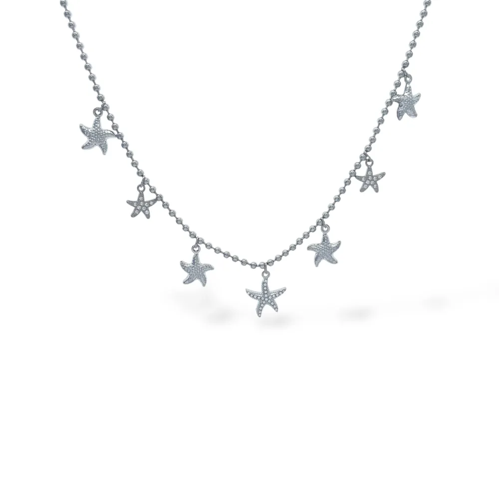 Stelle marine pendenti-Collana Corta in Acciaio - CAC-103-AA5530N