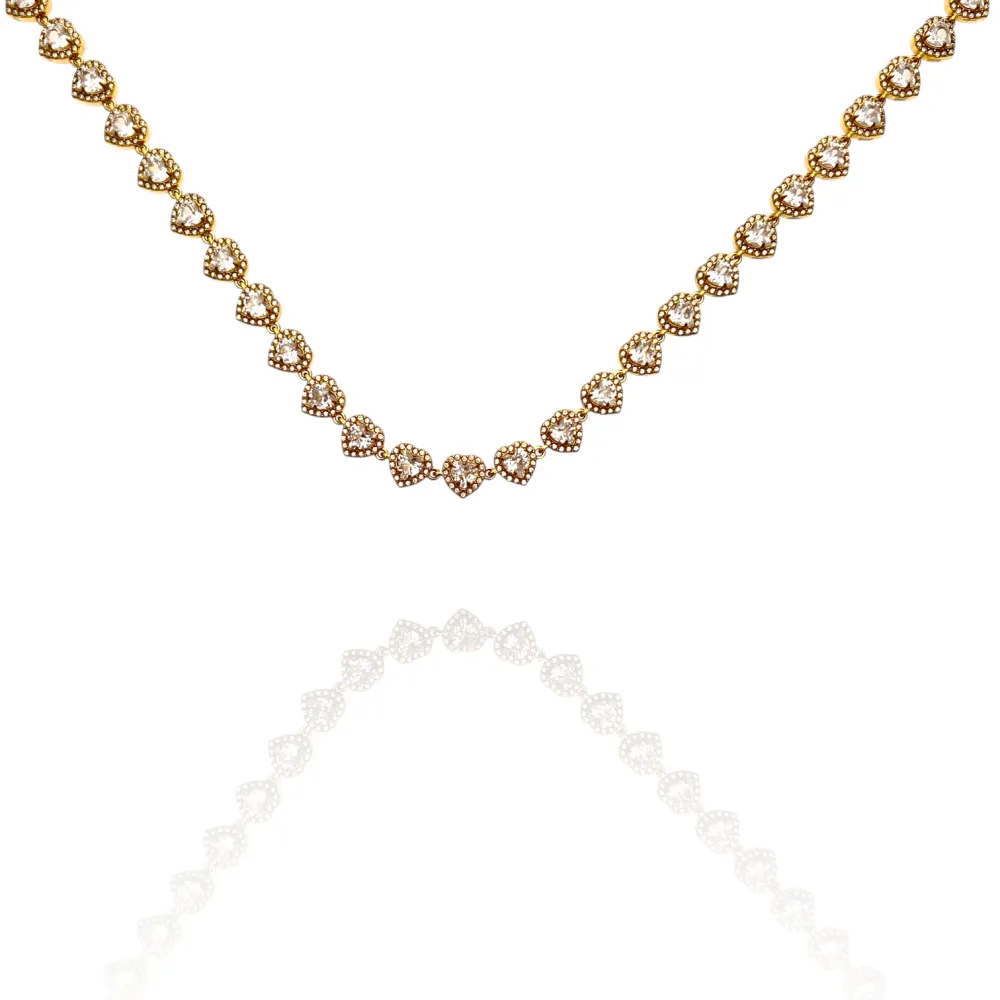 Punto Luce con Cuore-Collana Girocollo in Acciaio - CL-103-AA6655N/29+17cm (Bianco/Oro)