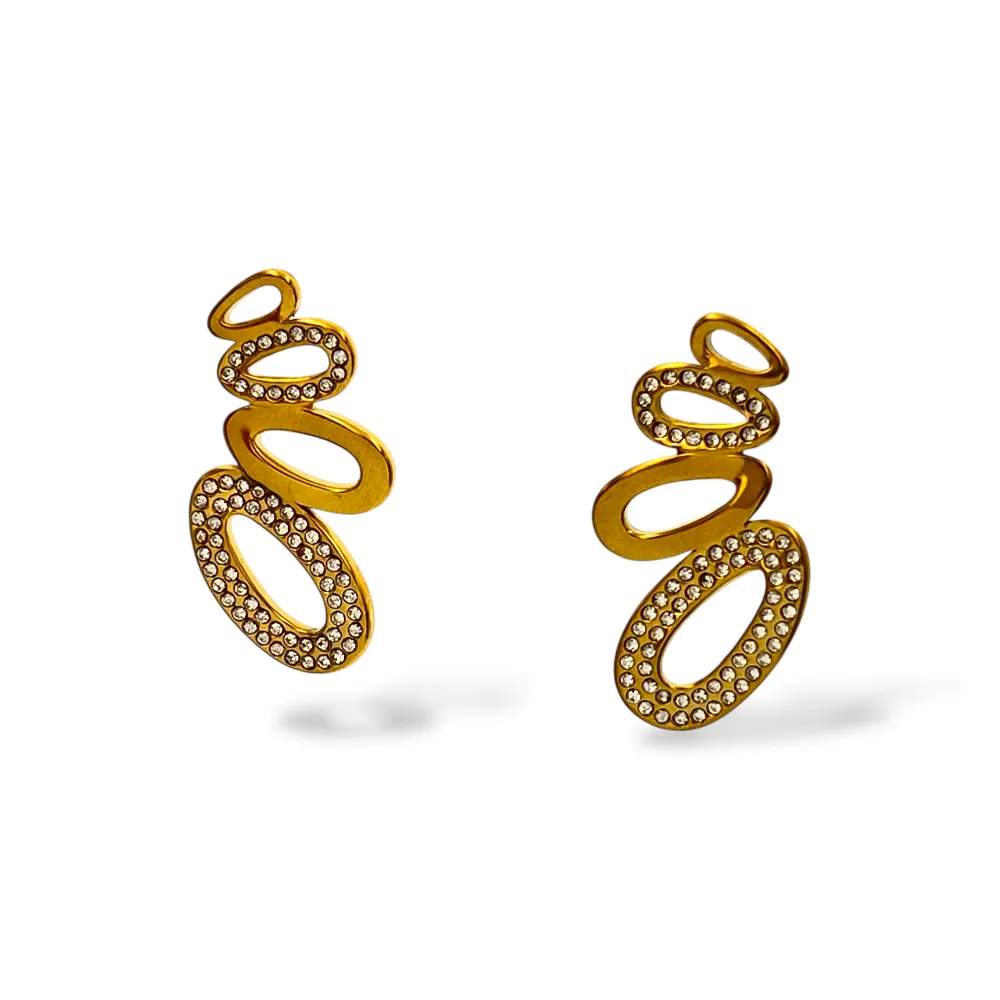 Gocce-Orecchini in Acciaio - OR-413-1072 (Oro Giallo)