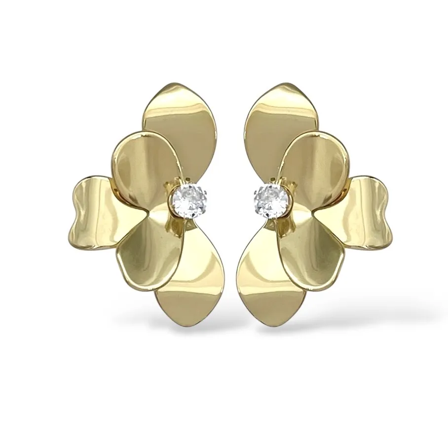 Fiore-Orecchini in Acciaio - OR-413-1177 (Oro Giallo)