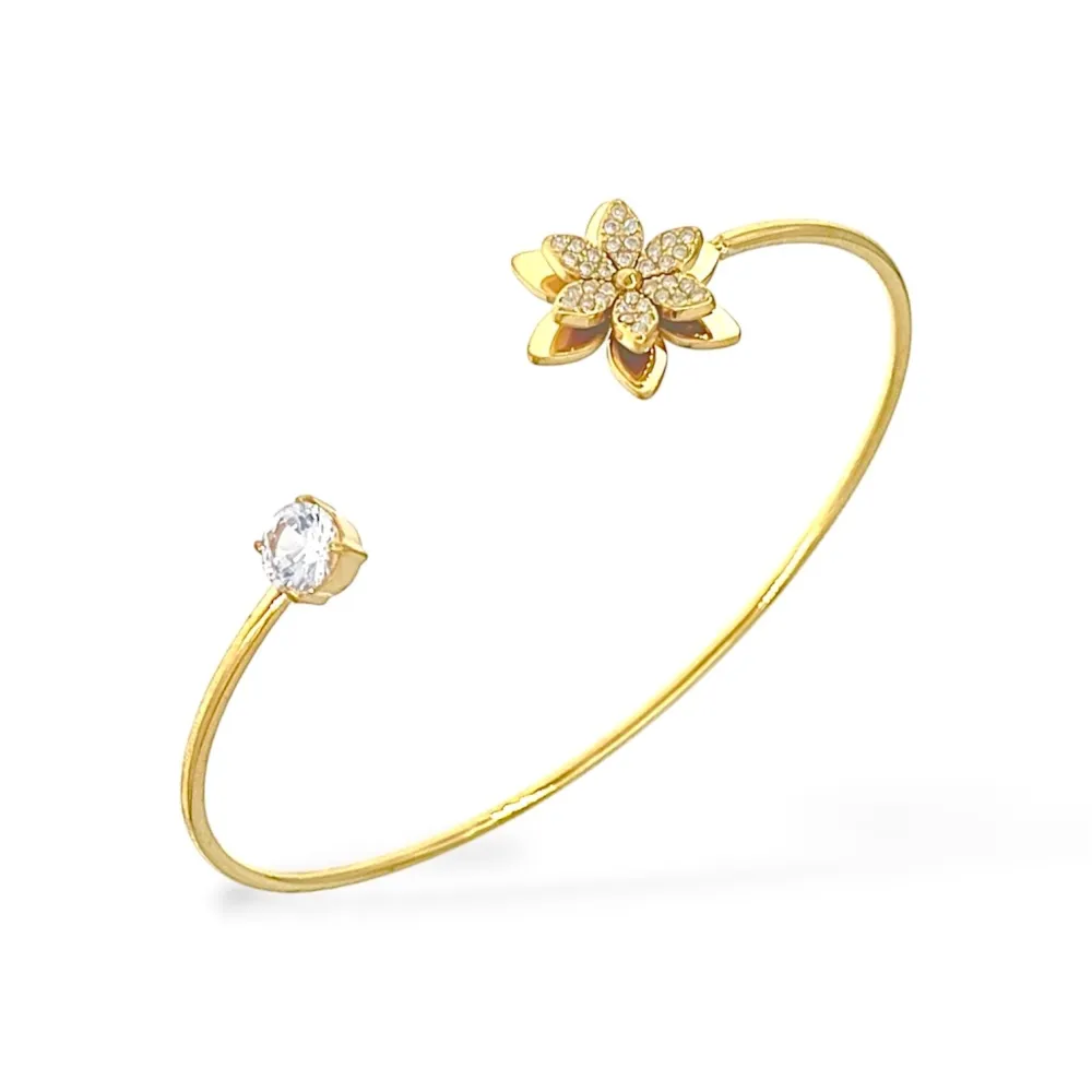 Fiore-Bracciale Rigido in Acciaio - BAR-103-AA6780B (Oro Giallo)