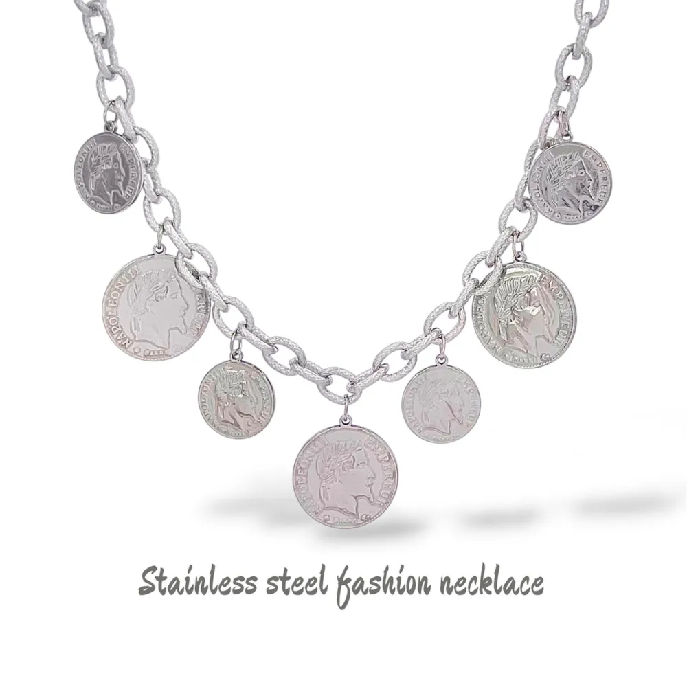 Monete-Collana corta in Acciaio - CL-413-3759