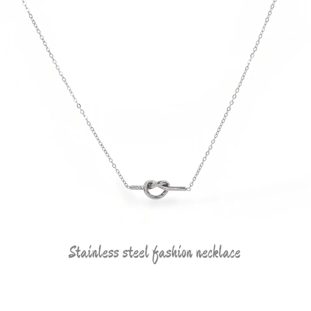 Nodo doppio filo-Collana corta in Acciaio - CL-413-3796 (Argento)