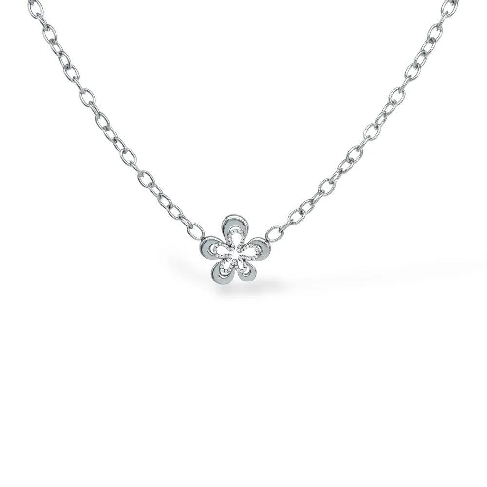 Fiore-Collana Corta in Acciaio - CL-795-10635