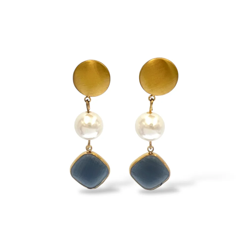 Pendente perla e rombo-Orecchini Moda in Acciaio - OAM-103-AA5153E
