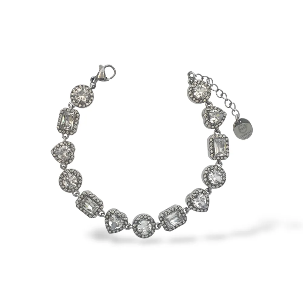 Tondo, Rettangolo, Cuore-Bracciale Moda - BR-103-AA7112B (Argento)