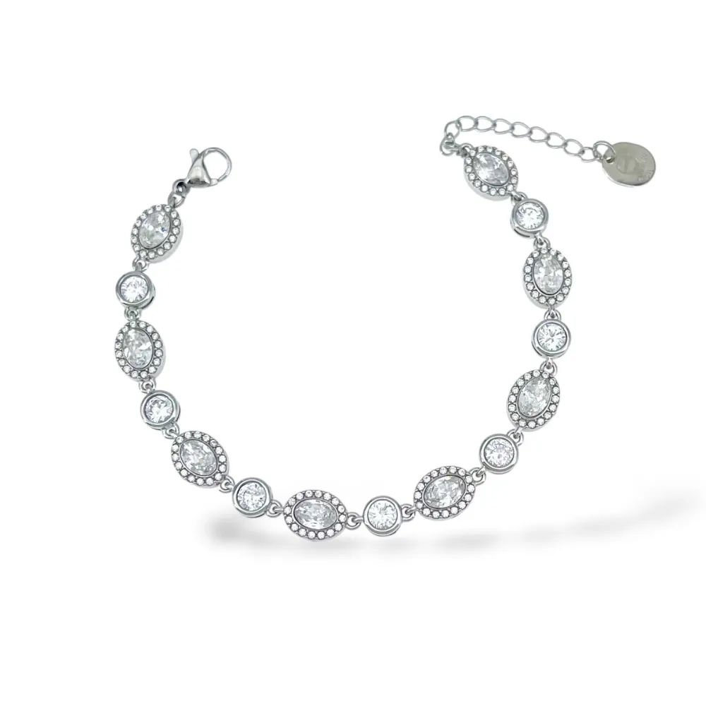 Ovale e punto luce-Bracciale Moda - BR-103-AA7115B (Argento)