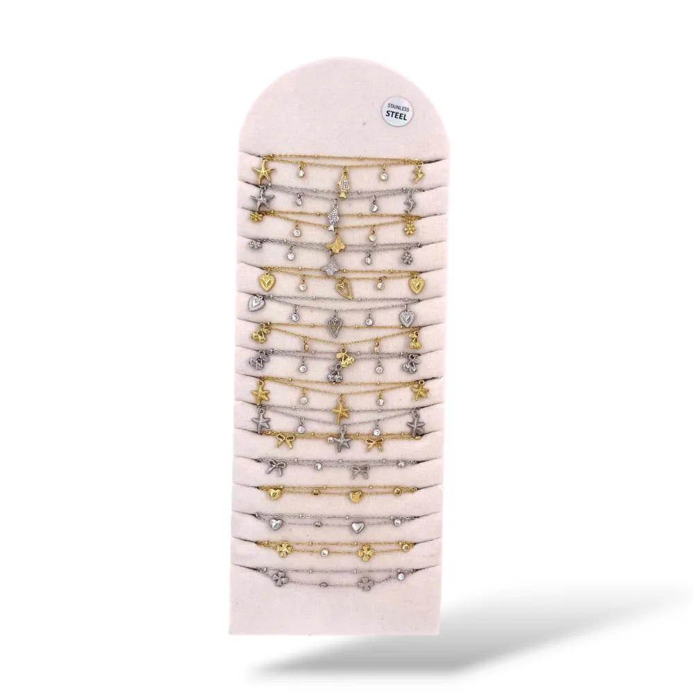 Mix punti luce doppio filo-16pz Bracciali  in Acciaio - BPA-413-3263