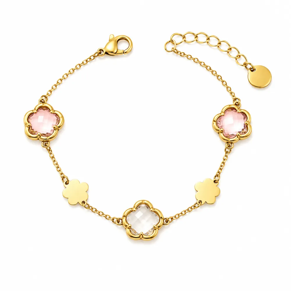 Fiore-Bracciale Moda in Acciaio - BR-103-AA6752B 10mm (Bianco)