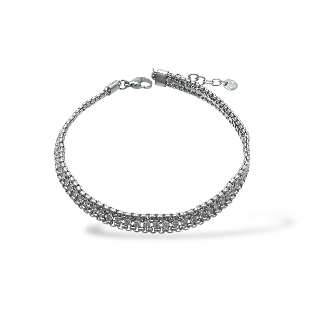 Tennis con chiusura-Bracciale in Acciaio da Uomo - BR-600-H412 3mm (Bianco)