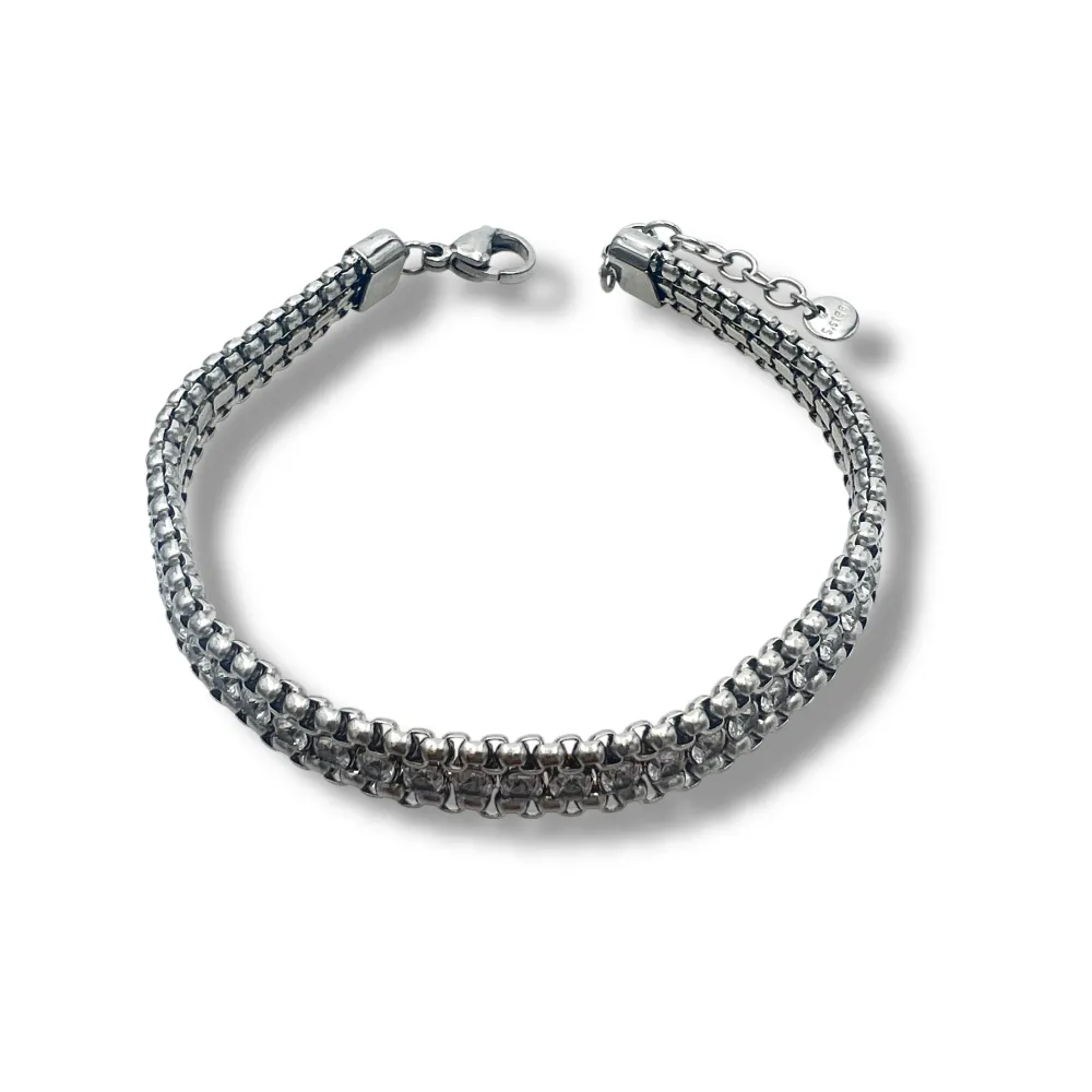 Tennis con chiusura-Bracciale in Acciaio da Uomo - BR-600-H412 4mm (Bianco)
