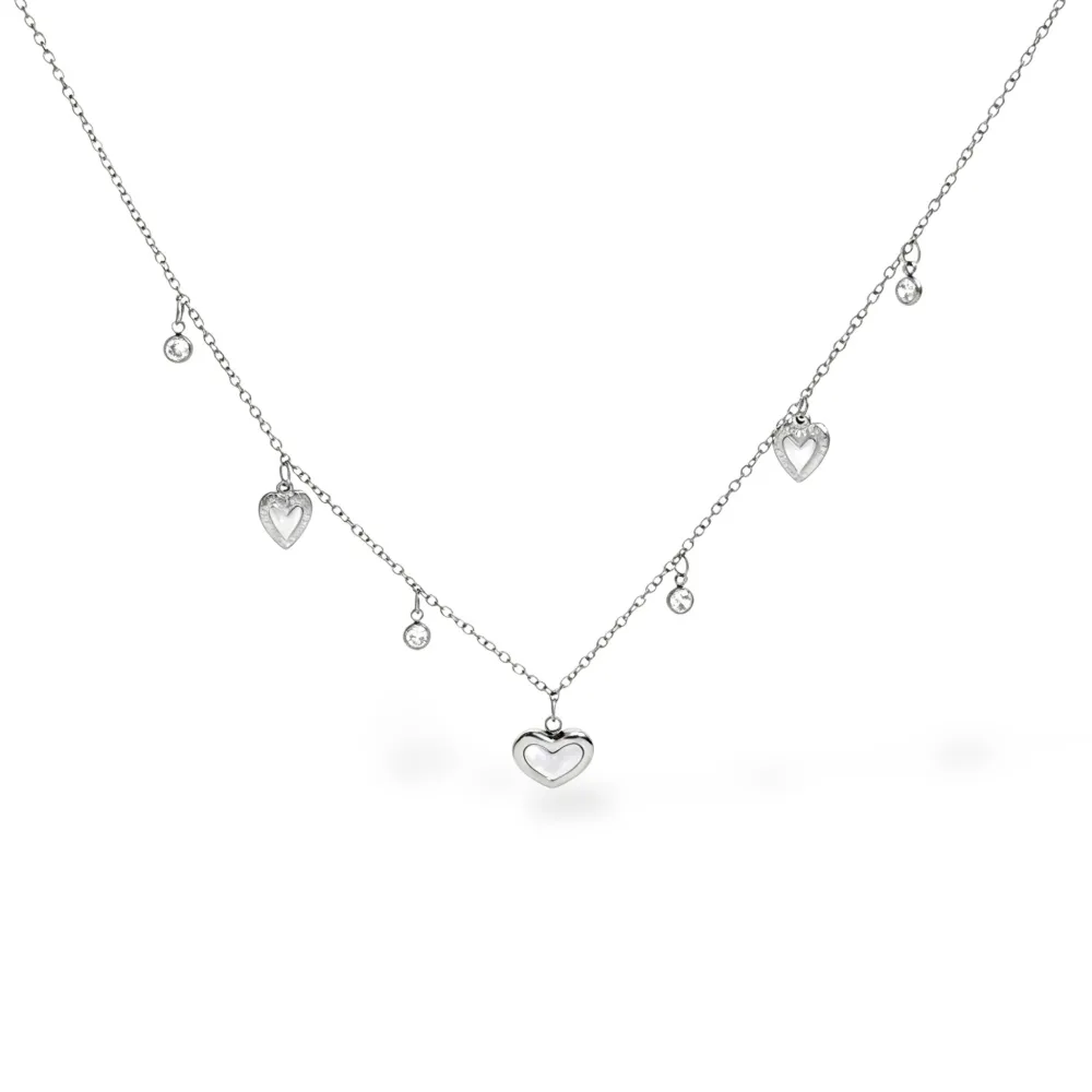 Cuore e punto luce-Collana corta in Acciaio - CL-413-3776